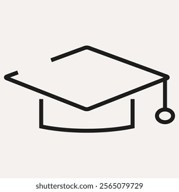 Classic black and white graduation cap icon, symbolizing education, achievement, and success. Perfect for academic projects, educational content, and graduation themes