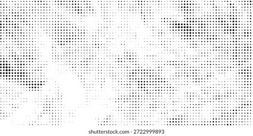 Textura de meio-tom preto e branco clássico com distribuição de pontos claros e composição arejada para projetos visuais contemporâneos.