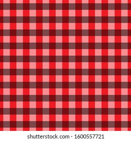 Classic black & white overlapped gingham seamless design pattern on red background - Vector. Suitable for use in fabrics, fashion, crafting, sewing, backgrounds etc.