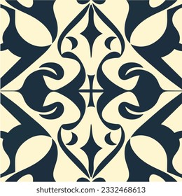 Classic black and white pattern adorning a wall, showcasing a mesmerizing damask design with intricate paisley motifs, reminiscent of the elegant and timeless Art Nouveau style.