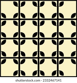 Classic black and white pattern on a pristine white background, reminiscent of Art Nouveau floor designs and iconic patterns, adding a touch of vintage flair.