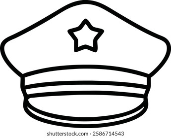 Classic Black and White Police Officer Hat Silhouette