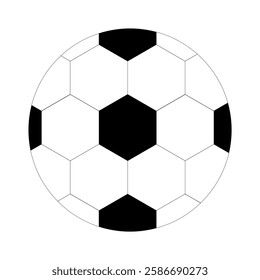 Classic black and white soccer ball with pentagonal and hexagonal pattern isolated on white background