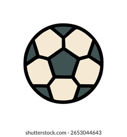 Classic black and white soccer ball icon with pentagon and hexagon pattern on a clean white background.