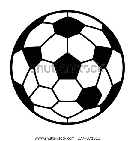 A classic black and white soccer ball pattern isolated on a clean white background. Perfect for sports branding, football club logos, coaching materials, and equipment.