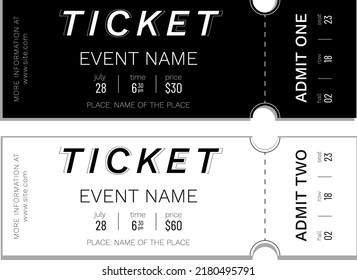 Classic black and white tickets