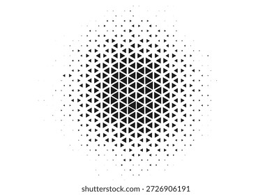 Klassisches Schwarz-Weiß-Dreieck-Halbtonmuster mit hoher kontrastreicher kreisförmiger Dispersion für fette Corporate Identity Branding-Vektorgrafik