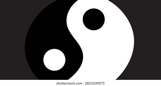 Classic black and white Yin Yang symbol representing balance, harmony, dualism, and Taoist philosophy. benner poster modern desain vector illustration