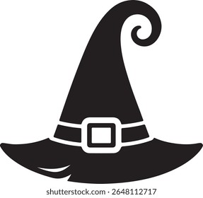  Classic Black Witch Hat Silhouette - Halloween Costume Accessory Magic Icon Vector