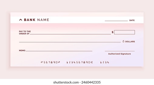 classic blank bank cheque paper. check from chequebook vector