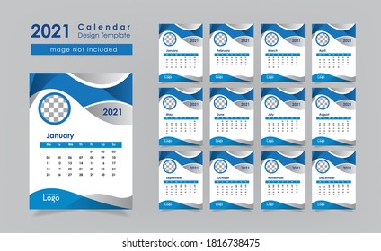 Classic Blue 2021 Wall Calendar Design Stock Vector (Royalty Free ...