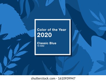 Classic Blue abstract background. Color of the year 2020. Texture for concept design. Vector illustration.