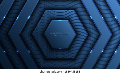 Classic Blue background with 3D style. Rectangle background with a combination of lines. Eps10 Vector background.