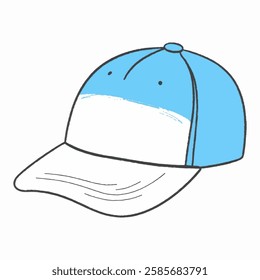 A classic blue baseball cap with a curved brim, perfect for casual wear branding, sports icons, and street fashion illustrations.