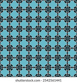 Classic blue and black square diamond shape pattern for fabric and background.