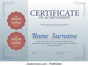 Classic Blue Blank Certified Border Template Luxury Background Vector Illustration