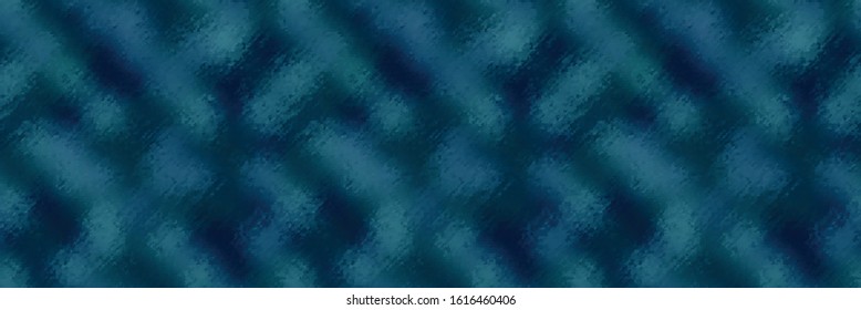 Classic blue blurred vector texture seamless border pattern. Variegated soft blended marble dyed banner background. Denim indigo masculine grunge abstract. Melange japanese dark grunge effect trim.