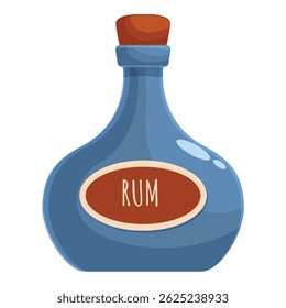 Classic blue bottle of rum with a cork, ready to be enjoyed