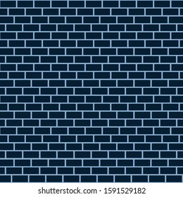Classic blue brick vector background. Texture vector classic blue brick wall. Classic blue brick vector wall. Monochrome vector illustration background - texture pattern for continuous replicate.
