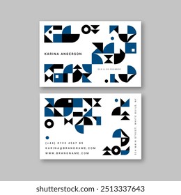 Classic blue business card template abstract style vector design in eps 10