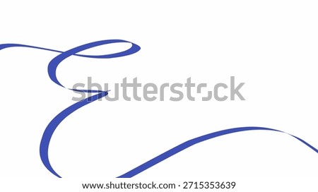 A classic blue calligraphic letter E with intricate loops and a horizontal flourish
