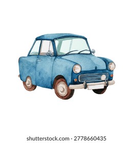 Classic blue car front view details