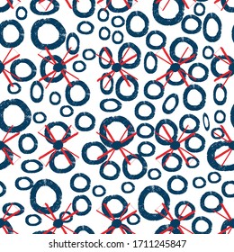 Classic blue circles and mills repeat pattern