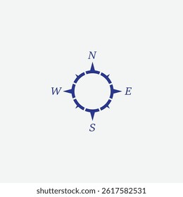 Classic Blue Compass Rose Logo with Cardinal Directions for Navigation and Travel