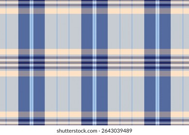 Classic blue and cream plaid pattern.  Perfect for textile design, website backgrounds, or crafting projects. This versatile image evokes feelings of calmness and sophistication.
