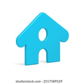 Classic blue fairy tail countryside cute house slim Christmas tree toy decorative design isometric vector illustration. Expensive luxury Xmas bauble home family winter cosiness symbol with curved roof