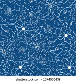 Classic Blue Floral Seamless Background