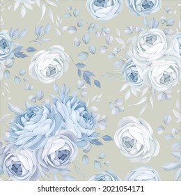 Classic Blue floral Seamless Pattern Design