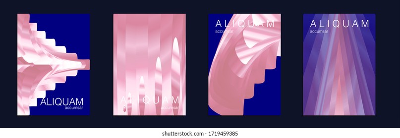 Classic Blue, Indigo and Rose Red Vintage Paper Gradient Texture. Light Stylish Luxury Flyer. Fluid Minimal Designs. Abstract Vector Template. Geometric Liquid Texture. Business Background.