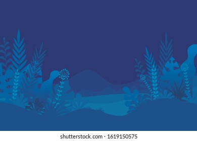 Classic Blue Leaf and plant Background with paper cut style 