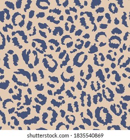 Classic blue leopard print seamless pattern