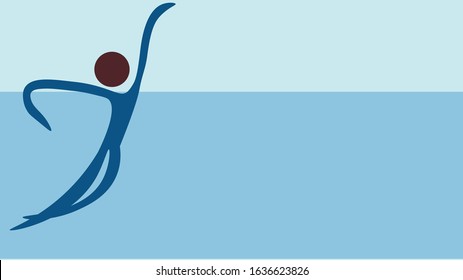 Classic Blue male swimmer. water sports. healthy eating. the joy of life. logo. Abstract vector illustration. Doodle eps 10