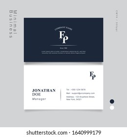 Classic blue minimal vintage business card. Vector Illustration EPS10.