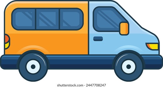 a classic blue and orange delivery van on a clean white background. Perfect for logistics companies, e-commerce businesses, and anyone promoting fast and reliable delivery services.