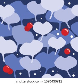 Classic blue pattern with blues leaves and red berries