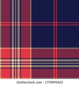 Classic blue, red, beige flannel pattern vector. Seamless dark check plaid for shirt, skirt, blanket, throw, or other modern autumn winter textile print. Simple design.