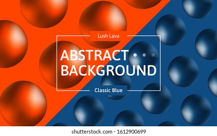 classic blue and red lush lava colors of 2020 year abstract duo tone banner design with 3d spheres 