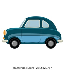 Classic blue retro car in flat vector illustration style isolated on white background perfect for automotive and transport themes