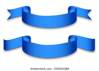 Classic blue ribbons. Vector illustration flat design. Stock image. EPS 10.