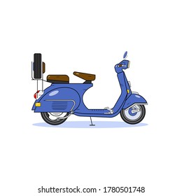 classic blue scooter vector art