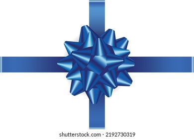 classic blue shiny gift bow and ribbons festive template for present