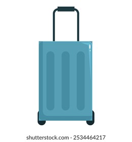 Classic blue suitcase standing upright ready for a business trip or vacation