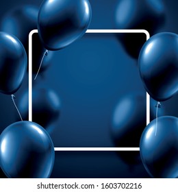 Classic blue swatch composed of realistic balloons. Color 2020 trend. Vector illustration.
