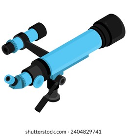 un clásico telescopio azul presenta elegantes curvas y detalles complejos, lo que lo convierte en perfecto para cualquier proyecto de astronomía.
