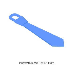 Classic blue tie lying down shopping 3d icon isometric vector illustration. Business fashion accessory for wearing suit stylish wardrobe isolated. Necktie collar simple design