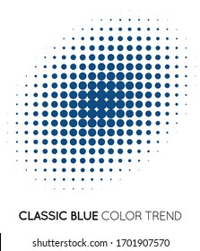 Classic Blue Trendy Color Circle in Halftone, Halftone Dot Pattern, Vector Illustration.